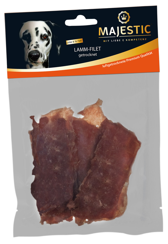 MAJESTIC-Hund-Snack-Lamm-Filet-getrocknet-50g_23400_SAGAFLOR_AG-Web Majestic Lammfleisch in Streifen 50 g
