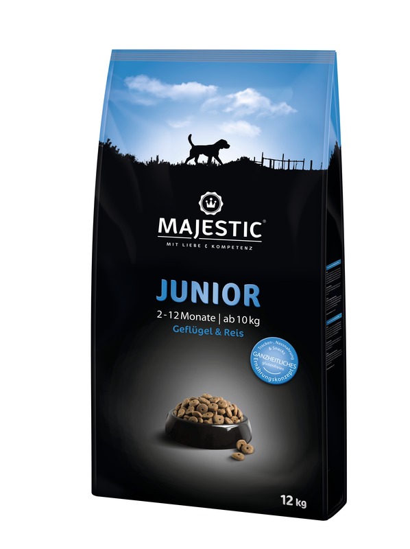 MAJESTIC-JUNIOR-ab-10kg-Gefl-1-4-gel-Reis-12kg_110178_SAGAFLOR_AG-Web Majestic Junior Geflügel & Reis 12 Kg