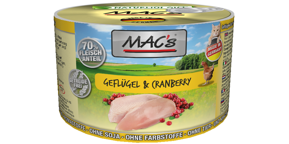 MACs_Cat_GefluegelCranberry_200g Macs Dose Geflügel + Cranberry 200 g