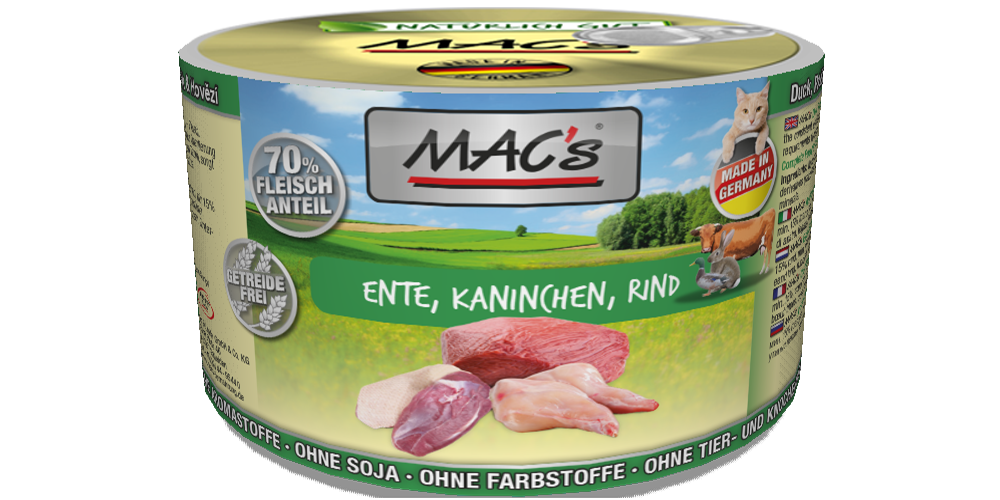 MACs_Cat_EnteKaninchenRind_200g Macs Dose Ente + Kaninchen + Rind 200 g
