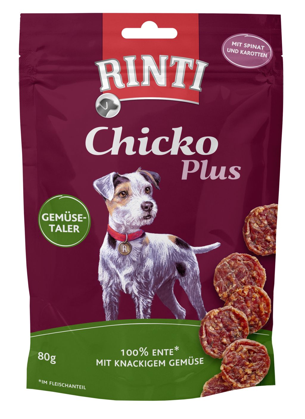 Rinti Chicko Plus Gemüsetaler mit Ente 80 g Rinti Chicko Plus Gemüsetaler mit Ente 80 g