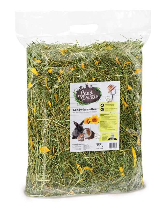 LandPartie-Premiumheu-lose-gestopft-750g-mit-Sonnenblumen_148241_SAGAFLOR_AG-Web LandPartie Landwiesen Heu mit Sonnenblumen 750 g