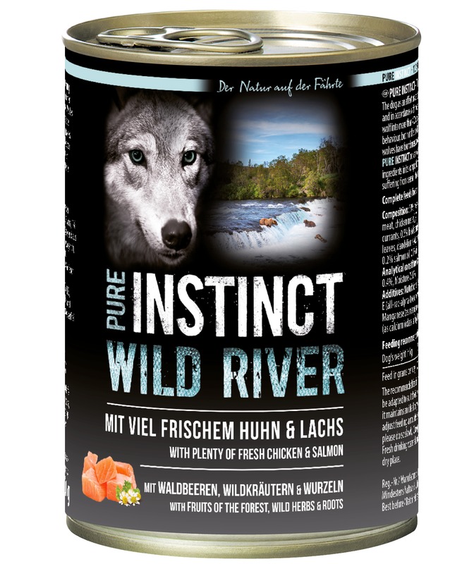 PI-WILD-RIVER-Lachs-400g_109358_SAGAFLOR_AG-Web Pure Instinct Huhn & Lachs Wild River 400 g Dose