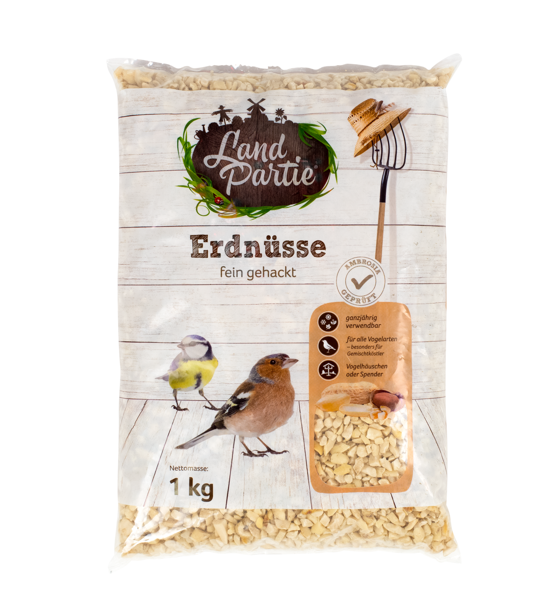 LandPartie Wildvogel Erdnusskerne fein gehackt 1 kg